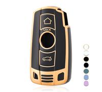 OFF WE GO Funda Llave Coche Carcasa Mando para BMW 1er E81 E82 E87 E88 3er E90 E91 E92 E93 5er E60 E61 6er E63 E64 X1 E84 X5 E53 E70 Casos de la Cubierta de Llave TPU Funda Tarjeta Llave, Oro Negro