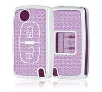 OFF WE GO Funda Llave Coche Carcasa Mando para Citroën C2 C3 C4 C5 C6 C8 Xsara Peugeot 107 206 207 307 307S 308 408 508 407 607 807 2BT Casos de la Cubierta de Llave TPU Funda Tarjeta Llave, Morado