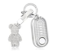 OFF WE GO Funda Llave Coche Carcasa Mando para Fiat 500 Lancia Ypslon Brava Bravo Cabrio Nuova Doblo Ducato Punto Panda Qubo Casos de la Cubierta de Llave TPU Funda Tarjeta Llave con Llaveros, Blanco