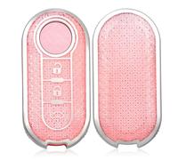 OFF WE GO Funda Llave Coche Carcasa Mando para Fiat 500 Lancia Ypslon Brava Bravo Cabrio Nuova Doblo Ducato Grande Punto Panda Qubo Ulysse Casos de la Cubierta de Llave TPU Funda Tarjeta Llave, Rosa