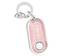 OFF WE GO Funda Llave Coche Carcasa Mando para Fiat 500 Lancia Ypslon Brava Bravo Cabrio Nuova Doblo Ducato Punto Panda Qubo Casos de la Cubierta de Llave con Llaveros TPU Funda Tarjeta Llave, Rosa