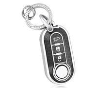OFF WE GO Funda Llave Coche Carcasa Mando para Fiat 500 Lancia Ypslon Brava Bravo Cabrio Nuova Doblo Ducato Punto Panda Qubo Casos de la Cubierta de Llave con Llaveros TPU Funda Tarjeta Llave, Negro
