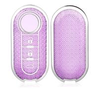 OFF WE GO Funda Llave Coche Carcasa Mando para Fiat 500 Lancia Ypslon Brava Bravo Cabrio Nuova Doblo Ducato Grande Punto Panda Qubo Ulysse Casos de la Cubierta de Llave TPU Funda Tarjeta Llave, Morado