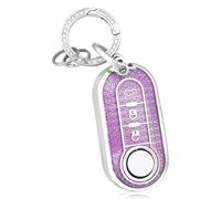 OFF WE GO Funda Llave Coche Carcasa Mando para Fiat 500 Lancia Ypslon Brava Bravo Cabrio Nuova Doblo Ducato Punto Panda Qubo Casos de la Cubierta de Llave con Llaveros TPU Funda Tarjeta Llave, Morado