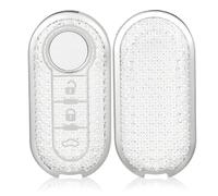 OFF WE GO Funda Llave Coche Carcasa Mando para Fiat 500 Lancia Ypslon Brava Bravo Cabrio Nuova Doblo Ducato Grande Punto Panda Qubo Ulysse Casos de la Cubierta de Llave TPU Funda Tarjeta Llave, Blanco