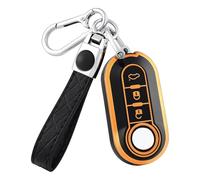 OFF WE GO Funda Llave Coche Carcasa Mando para Fiat 500 Punto Bravo Panda Lancia Ypslon Abarth Doblo Ducato Idea Linea Ulysse Casos Cubierta Llave TPU Funda Tarjeta Llave con Llaveros, Oro Negro