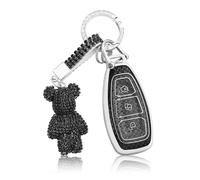 OFF WE GO Funda Llave Coche Carcasa Mando para Ford Fiesta IV Focus III Kuga Galaxy Fusion Mondeo IV B-Max C-Max S-Max Mk2 Mk3 Mk4 Casos Cubierta de Llave TPU Funda Tarjeta Llave con Llaveros, Negro