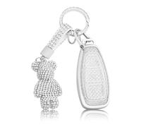 OFF WE GO Funda Llave Coche Carcasa Mando para Ford Fiesta IV Focus III Kuga Galaxy Fusion Mondeo IV B-Max C-Max S-Max Mk2 Mk3 Mk4 Casos Cubierta de Llave TPU Funda Tarjeta Llave con Llaveros, Blanco