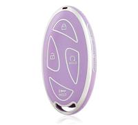 OFF WE GO Funda Llave Coche Carcasa Mando para Hyundai Grandeur Grand Prix GN7 Ioniq 6 Kona 2023 2024 Casos de la Cubierta de Llave TPU Funda Tarjeta Llave, Plata Púrpura