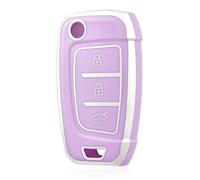 OFF WE GO Funda Llave Coche Carcasa Mando para Hyundai i10 i20 i30 i35 i30n i40 ix20 ix35 i30n NX4 Kona Tucson Azera Verna Casos de la Cubierta de Llave TPU Funda Tarjeta Llave, Plata Púrpura