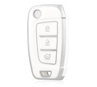 OFF WE GO Funda Llave Coche Carcasa Mando para Hyundai i10 i20 i30 i35 i30n i40 ix20 ix35 i30n NX4 Kona Tucson Azera Verna Casos de la Cubierta de Llave TPU Funda Tarjeta Llave, Plata Blanca