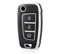 OFF WE GO Funda Llave Coche Carcasa Mando para Hyundai i10 i20 i30 i35 i30n i40 ix20 ix35 i30n NX4 Kona Tucson Azera Verna Casos de la Cubierta de Llave TPU Funda Tarjeta Llave, Plata Negra