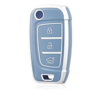 OFF WE GO Funda Llave Coche Carcasa Mando para Hyundai i10 i20 i30 i35 i30n i40 ix20 ix35 i30n NX4 Kona Tucson Azera Verna Casos de la Cubierta de Llave TPU Funda Tarjeta Llave, Plata Azul