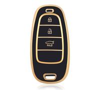 OFF WE GO Funda Llave Coche Carcasa Mando para Hyundai Tucson Nexo Santa Fe TM Ioniq 5 Sonata DN8 Casos de la Cubierta de Llave TPU Funda Tarjeta Llave, Oro Negro