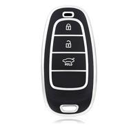 OFF WE GO Funda Llave Coche Carcasa Mando para Hyundai Tucson Nexo Santa Fe TM Ioniq 5 Sonata DN8 Casos de la Cubierta de Llave TPU Funda Tarjeta Llave, Plata Negra