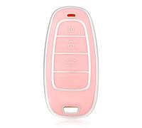 OFF WE GO Funda Llave Coche Carcasa Mando para Hyundai Tucson Nexo Santa Fe TM Ioniq 5 Sonata DN8 Casos de la Cubierta de Llave TPU Funda Tarjeta Llave, Plata Rosa