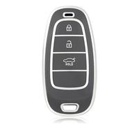 OFF WE GO Funda Llave Coche Carcasa Mando para Hyundai Tucson Nexo Santa Fe TM Ioniq 5 Sonata DN8 Casos de la Cubierta de Llave TPU Funda Tarjeta Llave, Plata Gris