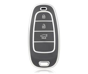 OFF WE GO Funda Llave Coche Carcasa Mando para Hyundai Tucson Nexo Santa Fe TM Ioniq 5 Sonata DN8 Casos de la Cubierta de Llave TPU Funda Tarjeta Llave, Plata Gris