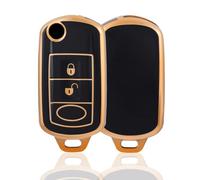 OFF WE GO Funda Llave Coche Carcasa Mando para Land Rover Range Discovery Sport Freelander Evoque Jaguar XF XJ XJL F-Pace Casos de la Cubierta de Llave TPU Funda Tarjeta Llave, Oro Negro
