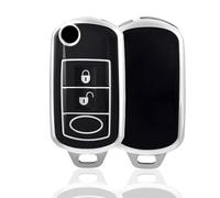 OFF WE GO Funda Llave Coche Carcasa Mando para Land Rover Range Discovery Sport Freelander Evoque Jaguar XF XJ XJL F-Pace Casos de la Cubierta de Llave TPU Funda Tarjeta Llave, Plata Negra