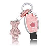 OFF WE GO Funda Llave Coche Carcasa Mando para Mercedes Benz Klasse A B C CL CLK E M R S SL SLK W245 W203 W204 W211 W212 Casos de la Cubierta de Llave TPU Funda Tarjeta Llave con Llaveros, Rosa