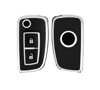 OFF WE GO Funda Llave Coche Carcasa Mando para Nissan Qashqai X-Trail Pulsar Juke Micra Murano Maxima Rogue Tiida Altima Casos de la Cubierta de Llave TPU Funda Tarjeta Llave, Plata Negra