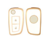 OFF WE GO Funda Llave Coche Carcasa Mando para Nissan Qashqai X-Trail Pulsar Juke Micra Murano Maxima Rogue Tiida Altima Casos de la Cubierta de Llave TPU Funda Tarjeta Llave, Oro Blanco