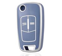 OFF WE GO Funda Llave Coche Carcasa Mando para Opel Vauxhall Astra Antara Corsa Zafira Vectra Tigra B Casos de la Cubierta de Llave TPU Funda Tarjeta Llave, Plata Azul