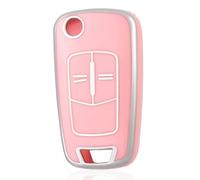 OFF WE GO Funda Llave Coche Carcasa Mando para Opel Vauxhall Astra Antara Corsa Zafira Vectra Tigra B Casos de la Cubierta de Llave TPU Funda Tarjeta Llave, Plata Rosa