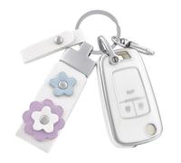 OFF WE GO Funda Llave Coche Carcasa Mando para Opel Vauxhall Astra H J K Adam Insignia A Meriva B Mokka X Vectra C Zafira Mokka Casos Cubierta Llave TPU Funda Tarjeta Llave con Llaveros, Plata Blanca