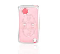 OFF WE GO Funda Llave Coche Carcasa Mando para Peugeot 807 1007 Citroen C8 Fiat Casos de la Cubierta de Llave TPU Funda Tarjeta Llave, Plata Rosa