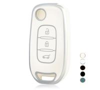 OFF WE GO Funda Llave Coche Carcasa Mando para Renault Sandero Logan Stepway Arkana Captur Kadjar Symbol Koleos Megane Clio Casos Cubierta Llave Funda Tarjeta Llave, Plata Blanca
