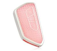 OFF WE GO Funda Llave Coche Carcasa Mando para VW Golf 8/7/5/R/MK8 Born Formentor Seat Leon Ateca Tarraco Skoda Octavia Casos de la Cubierta de Llave TPU Funda Tarjeta Llave, Rosa