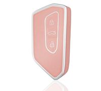 OFF WE GO Funda Llave Coche Carcasa Mando para VW Volkswagen Golf 8 MK8 Seat Leon MK4 Skoda Octavia 8 Ateca Tarraco Casos de la Cubierta de Llave TPU Funda Tarjeta Llave, Plata Rosa