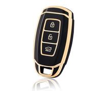OFF WE GO Funda Llave Coche Carcasa para Hyundai ix35 i10 i30 i30N Accent Santa Fe Tucson Verna Kona ioniq Elantra Hybrid Casos de la Cubierta de Llave TPU Funda Tarjeta Llave, Oro Negro