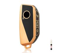 OFF WE GO Funda Llave Coche Carcasa para Mando con BMW X1 X4M X5 X6 X7 2er 3er 5er 7er iX/i4/i7 XM Casos de la Cubierta de Llave TPU Funda Tarjeta Llave, Oro Negro