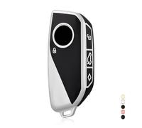 OFF WE GO Funda Llave Coche Carcasa para Mando con BMW X1 X4M X5 X6 X7 2er 3er 5er 7er iX/i4/i7 XM Casos de la Cubierta de Llave TPU Funda Tarjeta Llave, Plata Negra