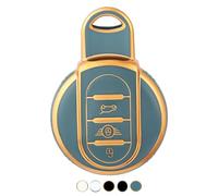 OFF WE GO Funda Llave Coche Carcasa para Mando para BMW Mini F54 F55 F56 F57 F60 Cooper F54 F55 F56 F57 F60 Clubman Countryman Casos de la Cubierta de Llave TPU Funda Tarjeta Llave, Oro Azul
