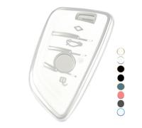 OFF WE GO Funda Llave Coche Carcasa para Mando para BMW X1 X2 X3 X4 X5 X6 Series 1 2 3 5 6 7 Casos de la Cubierta de Llave TPU Funda Tarjeta Llave, Plata Blanca