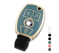 OFF WE GO Funda Llave Coche Carcasa para Mando para Mercedes Benz A B C E ML S V W R LK W176 W245 A203 W204 W211 W245 Casos de la Cubierta de Llave TPU Funda Tarjeta Llave, Oro Azul