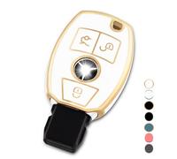 OFF WE GO Funda Llave Coche Carcasa para Mando para Mercedes Benz A B C E ML S V W R CL CLK W176 W245 A203 W204 W211 W245 Casos de la Cubierta de Llave TPU Funda Tarjeta Llave, Oro Blanco