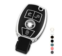 OFF WE GO Funda Llave Coche Carcasa para Mando para Mercedes Benz A B C E ML S V W R CL CLK W176 W245 A203 W204 W211 W245 Casos de la Cubierta de Llave TPU Funda Tarjeta Llave, Plata Negra