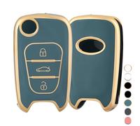 OFF WE GO Funda Llave Coche con Hyundai i30 i20 i10 ix20 ix35 Carcasa para Mando Compatible con Kia Sportage Ceed Soul Rio Picanto Venga Casos de la Cubierta de Llave Funda Tarjeta Llave, Oro Azul