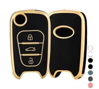 OFF WE GO Funda Llave Coche con Hyundai i30 i20 i10 ix20 ix35 Carcasa para Mando Compatible con Kia Sportage Ceed Soul Rio Picanto Venga Casos de la Cubierta de Llave Funda Tarjeta Llave, Oro Negro