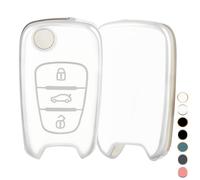 OFF WE GO Funda Llave Coche con Hyundai i30 i20 i10 ix20 ix35 Carcasa para Mando Compatible con Kia Sportage Ceed Soul Rio Picanto Venga Casos de la Cubierta de Llave Funda Tarjeta Llave, Blanca