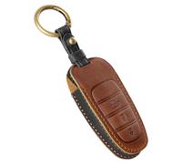 OFF WE GO Funda Llave de Cuero Coche Carcasa Mando para Hyundai Tucson Nexo Santa Fe TM Ioniq 5 Sonata DN8 Casos Cubierta Llave con Llaveros Funda Tarjeta Llave, Marrón
