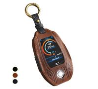 OFF WE GO Funda Llave de Piel Coche Carcasa Mando para Display LCD BMW 5er 6er 7er 8er G01 G02 G05 G07 X3 X4 X5 X7 740li 730li 740li 750li Casos Cubierta Llave con Llaveros Funda Tarjeta Llave, Marrón