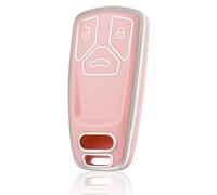 OFF WE GO Funda para Llave Coche con Audi Carcasa para Mando Compatible con A4 S4 RS4 B9 A5 F5 S5 RS5 A6 A7 C8 A8 S8 D5 Q2 Q5 SQ5 Q7 SQ7 4M TT TTS TTRS FV FY 3 Botones TPU Carcasas Llaves, Plata Polvo