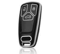 OFF WE GO Funda para Llave Coche con Audi Carcasa para Mando Compatible con A4 S4 RS4 B9 A5 F5 S5 RS5 A6 A7 C8 A8 S8 D5 Q2 Q5 SQ5 Q7 SQ7 4M TT TTS TTRS FV FY 3 Botones TPU Carcasas Llaves, Plata Negra