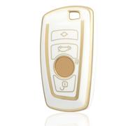 OFF WE GO Funda para Llave Coche con BMW Carcasa para Mando Compatible con 1 2 3 4 5 6 7 Series X3 X4 M2 M3 M4 M5 M6 F10 F11 F20 F21 Funda para Tarjeta de Llave, Oro Blanco